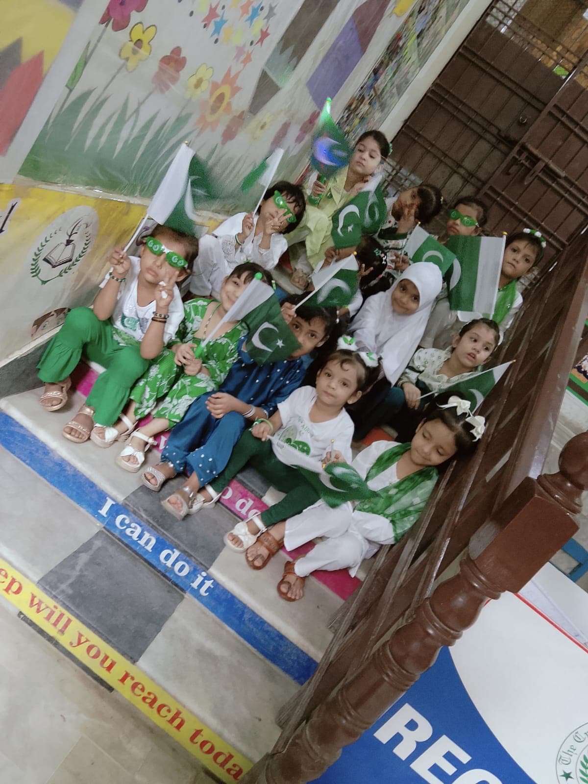 Students at the Independence Day photo booth