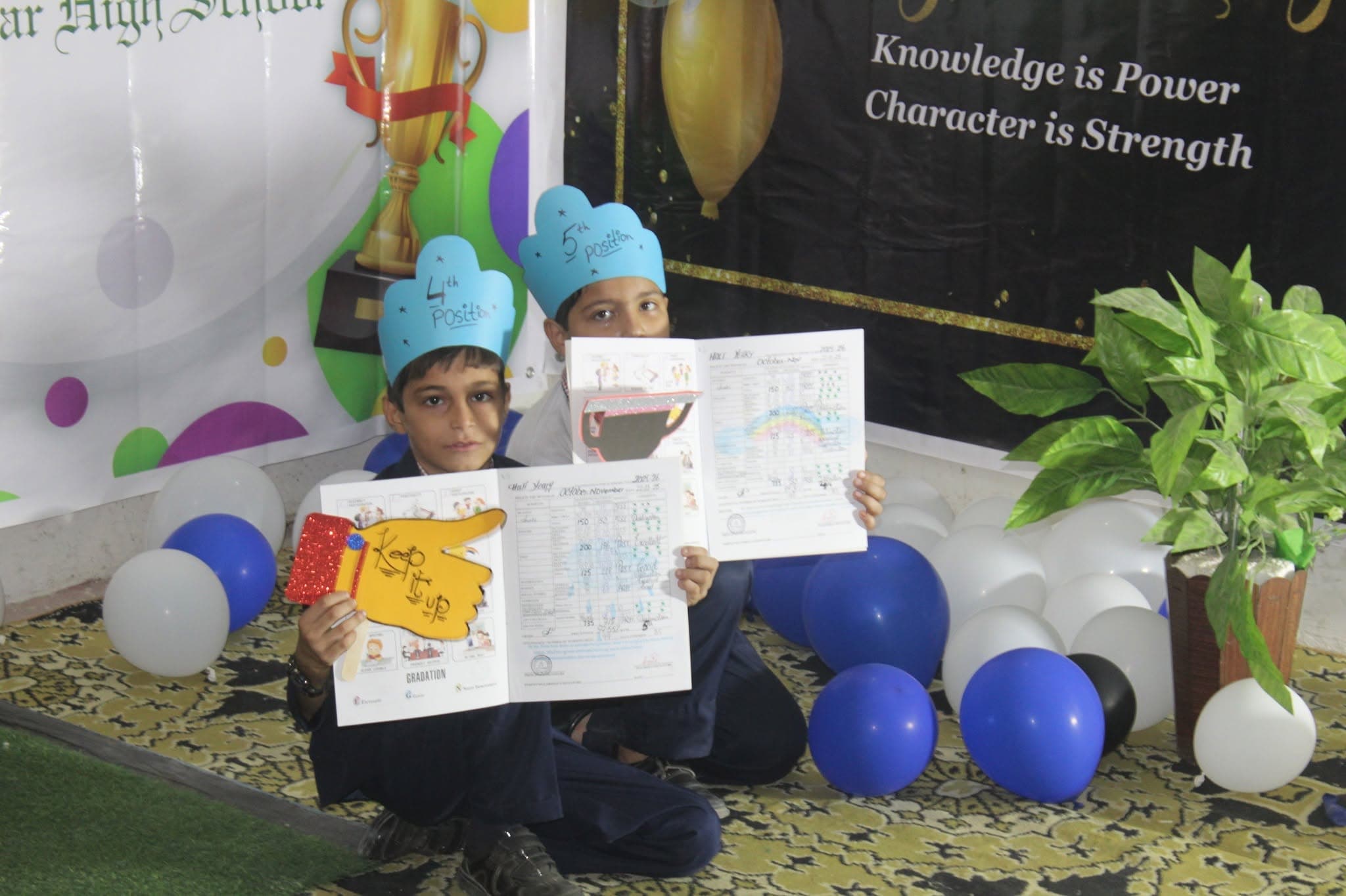 Crescent students with certificates during the result-day ceremony