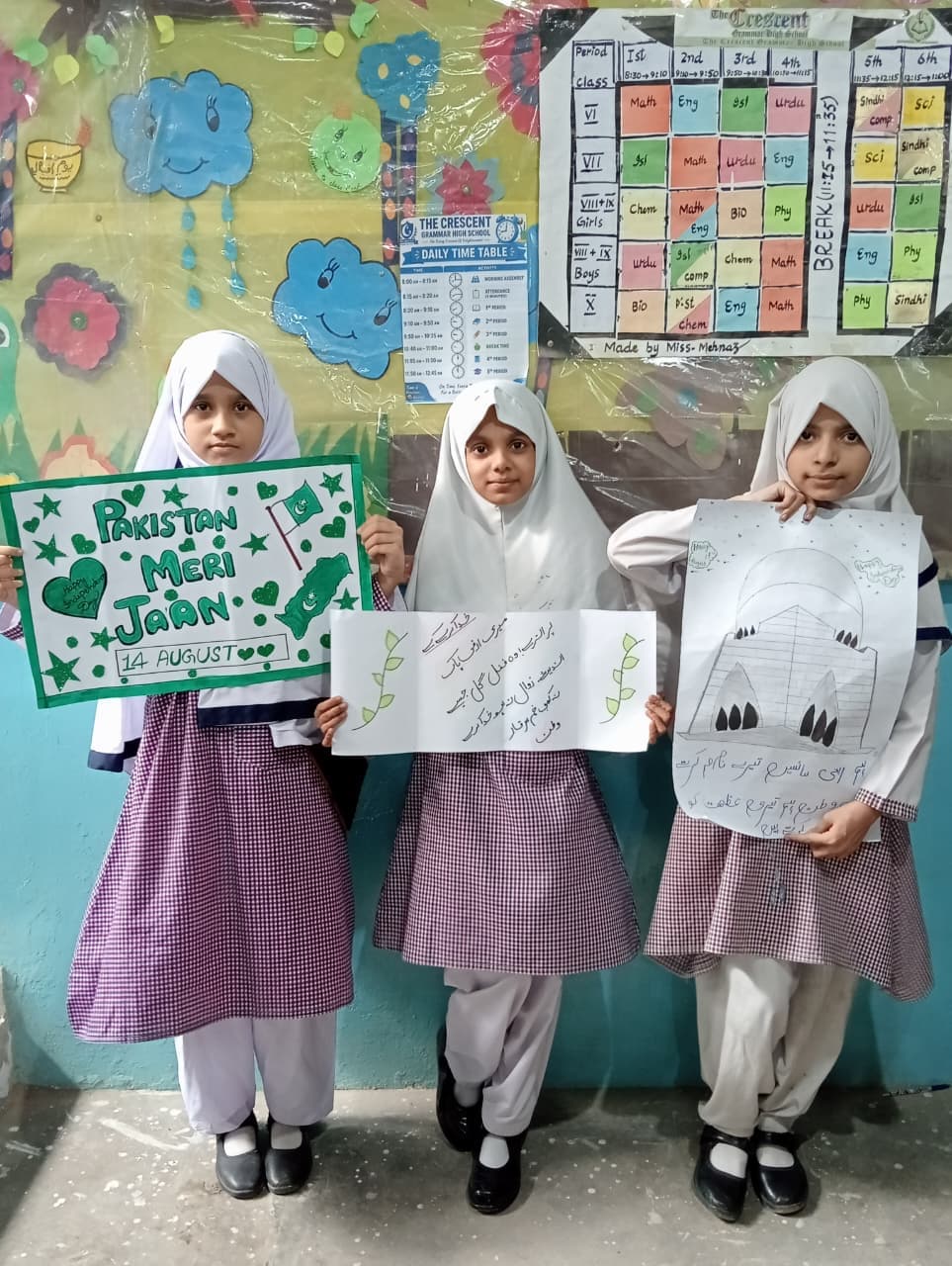 Students sharing their classroom artwork
