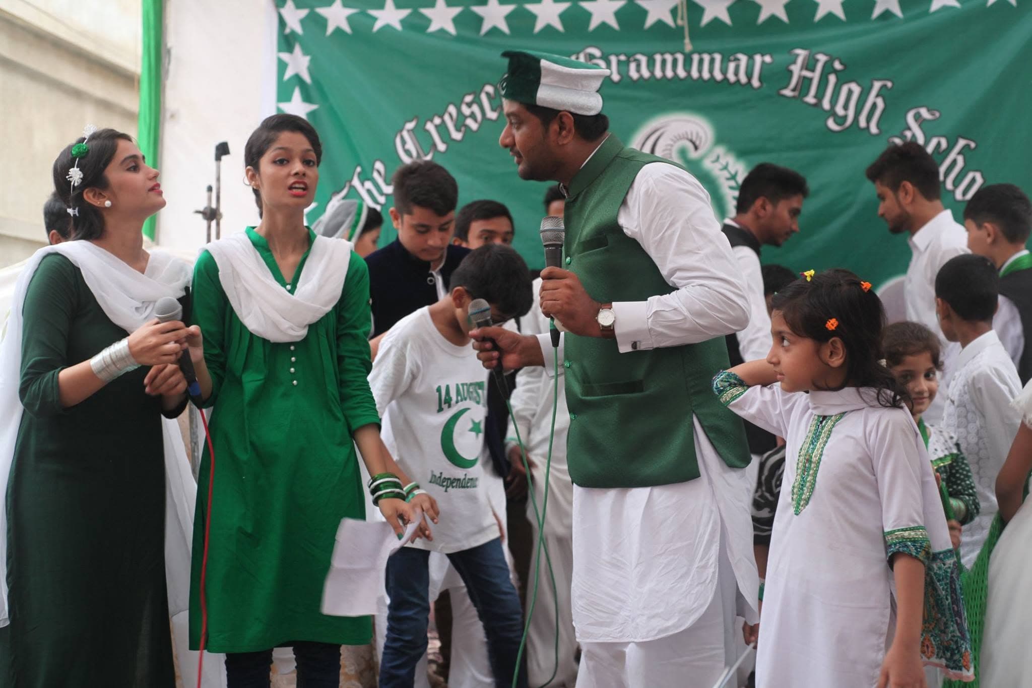 The Crescent Grammar High School Independence Day stage and official banner